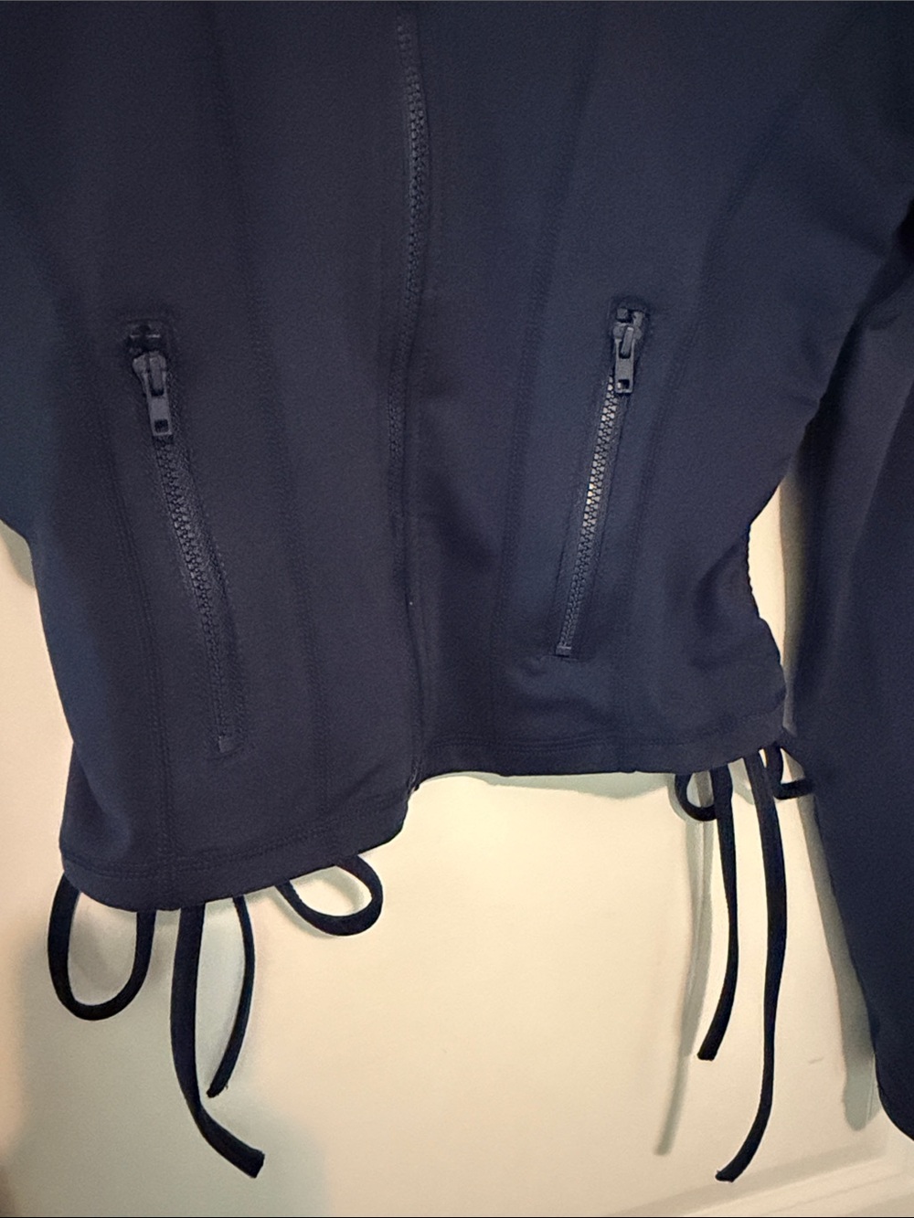 Women’s Pac Sun Navy Zip-Up Athletic Jacket with Drawcord Waist - Picture 3 of 5